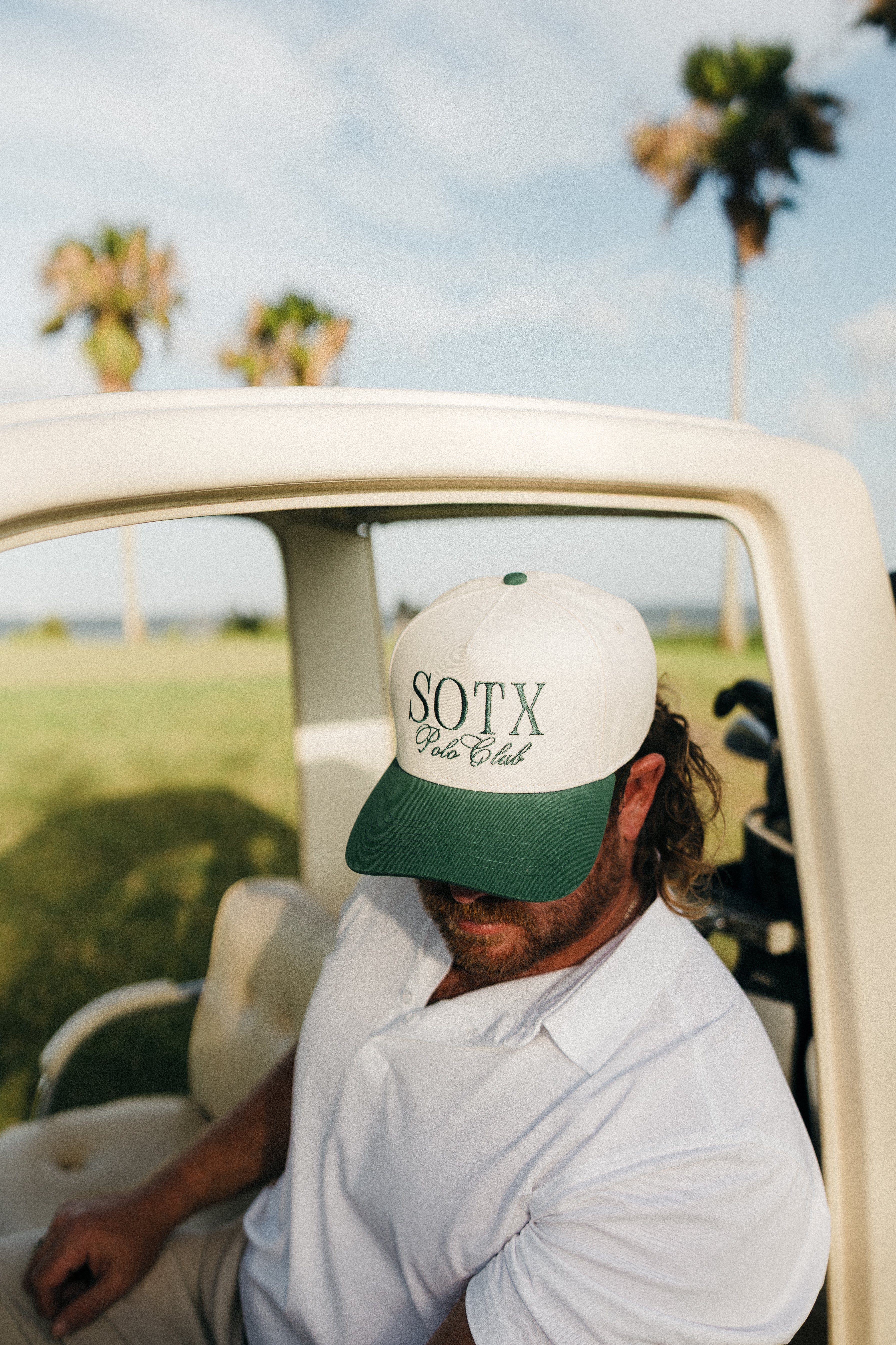 Signature 5 Panel Club Cap (Green & White)